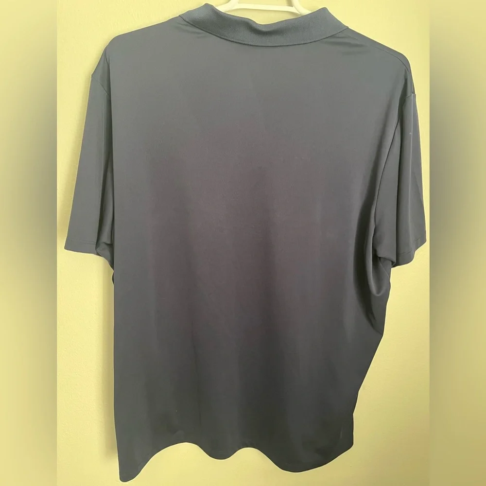 -Adidas Polo Shirt Men Blue 2XL Short Sleeve Logo On Sleeve Casual Wicking